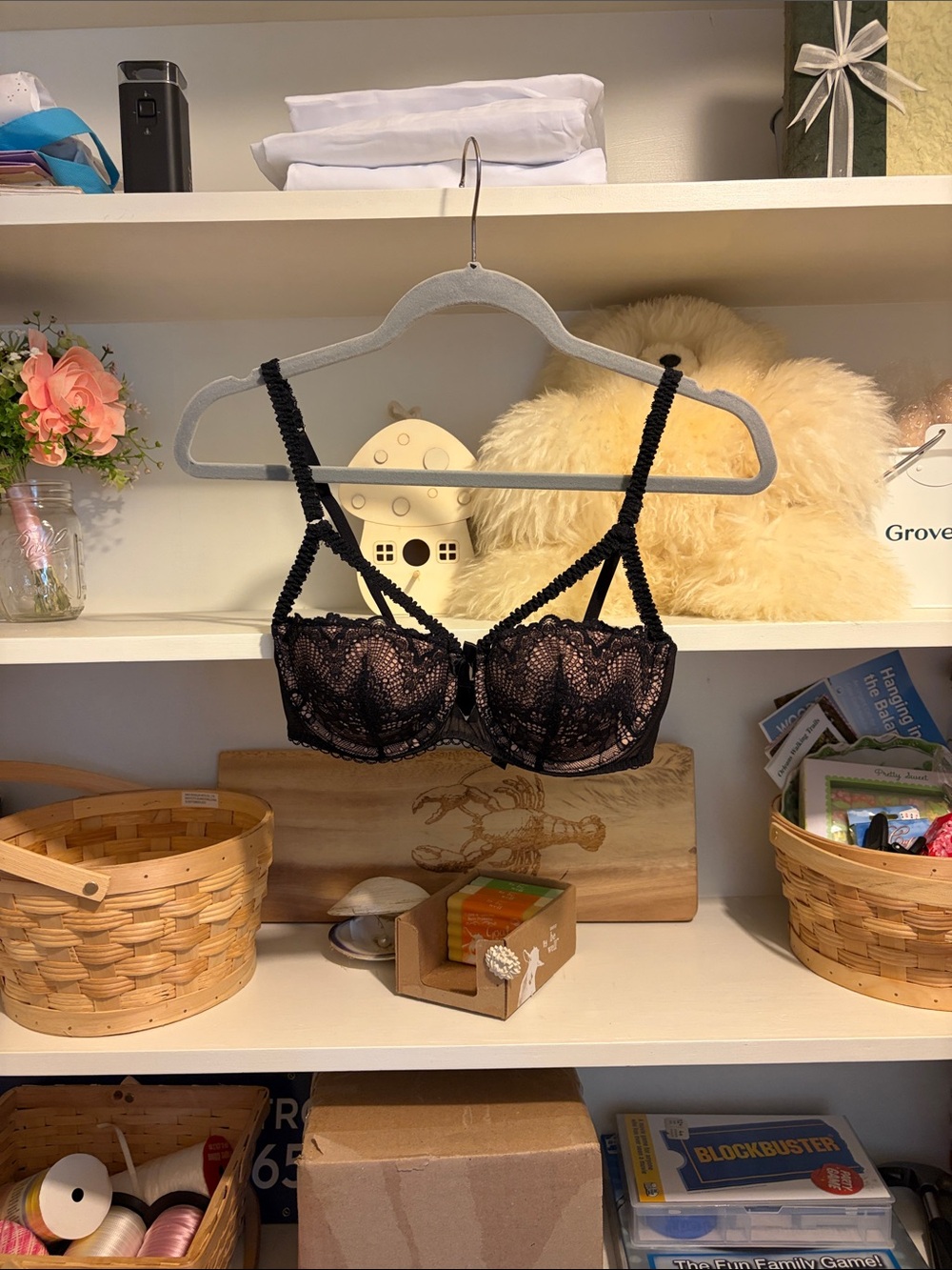 NWT. Adore Me Black Lace Underwire Balconette Bra 36C.